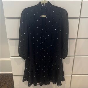 Banana Republic Black & Gold pindot dress sz 6